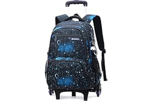 Amythe Mochila Escolar con Ruedas, Mochilas Niños Adolescentes, Seis Ruedas Carro Mochilas Escolares Trolley, Desmontable, Ideal para ir al Colegio o de Viaje