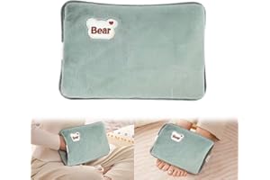 QEEROYO Bolsa De Agua Caliente, Bolsa de Agua Caliente Eléctrica, Bolsa de Agua Caliente Eléctrica Recargable, para Invierno y Relajación, Verde
