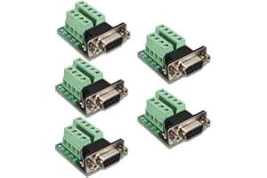 Kyrio Lot de 5 connecteurs DB9 RS232 série 9 broches femelle adaptateur connecteur DB9 bornier interface de carte de dérivation connecteur avec vis jack