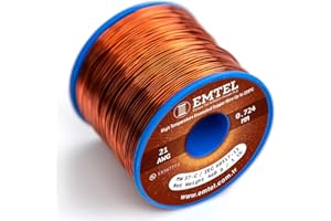 Emtel 0.724 mm (21 AWG) - 500 gr (1 LB) - 134 Meter Emaillierter Kupferdraht - Wärmeklasse 220°C (428°F) - Doppelt isolierter Wickeldraht für Elektromotoren, Transformatoren und Magnetspulen