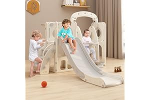 BanaSuper Ensemble de Jeu Toboggan et Balançoire d'intérieur pour Enfants Ensemble de Toboggans de Jouets d'activité en Plastique pour Tout-Petits avec Basket-Ball Jouets de Développement Montessori