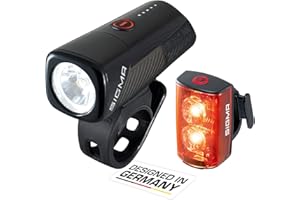 SIGMA - Buster 400 / RL 80 Set | Feux Avant et arrière à LED | 400 lumens et 80 lumens | Eclairage vélo Avant et arrière à Piles avec Cinq Modes d'éclairage