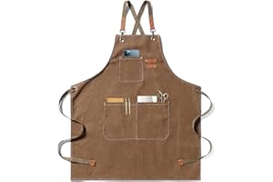 Gaf Nuncew Delantales de barbacoa para hombre, delantal de trabajo práctico, delantal de trabajo con bolsillos con tirantes ajustables para peluquero, cocina, jardinero, morado, L