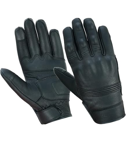 Gants Moto RUBSONS En Peau De Chèvre - Compatible écran Tactile - Protection Doigts