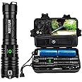 PANYIXUAN Torches LED Super Bright, Rechargeable LED Torch 120000Lumens XHP160, IP67 Waterproof Powerful Tactical Torch Battery Powered, 5 Modes, for Camping Emergency Adjustable Focus Flashlight