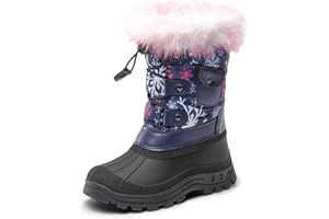 DREAM PAIRS Boys Girls Snow Boots Kids Insulated Waterproof Walking Boots Non-slip Sole Outdoor Boots