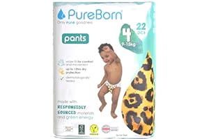 ‎PUREBORN PureBorn Baby Premium Windeln Pants, Höschenwindeln, Größe 4 (9-15 kg), 22 Stück, Optimaler Schutz für Tag und Nacht, Dermatologisch getestet, Ultraweich, Hautfreundlich