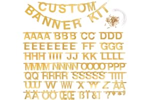 SUNBEAUTY DIY Letter Garland Gold Letter Garland Alphabet Banner Over 100 Letters Party Decoration Room Decoration