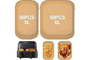 MINVCHAO Papier do pieczenia frytkownicy na gorące powietrze 6 l/3 l, możliwość łączenia do Philips Airfryer Dual Basket serii 3000/5000, kompatybilność Tefal Dual Camera 5,2/3,1 l, 100 sztuk