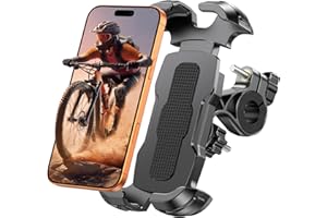 Glangeh Porta Cellulare Bici, [Morsetto Rinforzato Potenziato] Porta Cellulare Moto con Blocco di Sicurezza, 360° Rotabile Supporti per GPS Compatibile con iPhone 16 Pro Max/S25 (Telefono da 4.7-6.9")