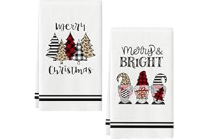 DHRUTI Set di 2 Asciugamani da Cucina con Motivo Natalizio,18 x 26 Inch Strofinacci da Cucina per Decorazioni Natalizie, Super Morbidi e Assorbenti,Riutilizzabili (B)