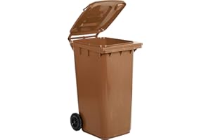 MOBIL PLASTIC S.P.A. Bidone carrellato per la raccolta differenziata rifiuti Mobil Plastic 240 Lt per uso esterno - marrone (UNI EN 840)