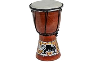 CIFFRE 30cm Kinder Djembe Trommel Bongo Drum Holz Bunt Elefant