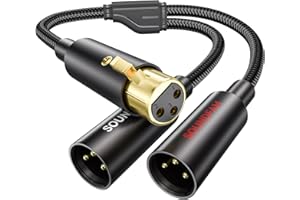 SOUNDFAM XLR Splitter Kabel 1M, Professional XLR Y Splitter 1 Buchse Auf 2 Stecker 3-Pol Balanciertes Mikrofon Adapter Patchkabel Kompatibel Professioneller Aufnahme, Mischpult -Schwarz
