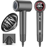 Professional Hair Dryer with Diffuser, 400 Million Plasma, Fast Drying | Brushless Motor 110,000 RPM, LED Display Hair Dryer,