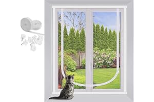 Cat Window Screen, MYPIN 39X47” Pets Protection Window Guard with Bilateral Zipper, Prevent Cats Jumping Out From Window, Bedroom, Living Room, Kitchen Patio Door (S)