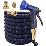 KAREEME Wasserschlauch Gartenschlauch, Einziehbarer Bewässerungsschlauch, Flexibler Gartenschlauch mit 3-Fach Latexkern, 10 F