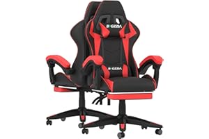 Racingreat Gaming Chair, Ergonomic Computer Racing Chair with Headrest and Lumbar Support, PU Leather High Back Height Adjustable Swivel Game Chairs for Adults (With Footrest, Black/Red)