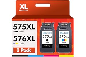 HALLOLUX PG-575XL CL-576XL Multipack Cartuchos de Tinta remanufacturados de Repuesto para Canon 575 XL 576 XL para Impresora Canon PIXMA TS3550i TS3551i TR4750i TR4751i, 2 Pack (1 Negro 1 Color)