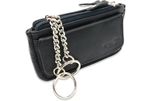 Safekeepers Schlüsseletui Leder - Klein Schlüsseltasche mit Reißverschluss Damen und Herren, Mini Schlüsselmäppchen für Autoschlüssel - Dunkelblau