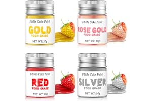 Lebensmittelfarbe Essbares Glitzer 4 x 10g Waysroma Essbare Metallicfarbe set Lebensmittel Glitzer Edible Metallic Cake Paint für backen Schokolade, Erdbeeren, Weihnachten Kuchen, Fondant