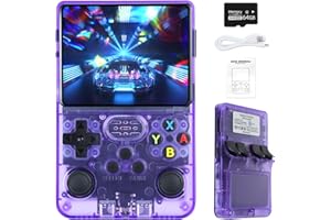 FORLARME R36s Handheld Retro Game Console with Open Source Linux System, 3.5 Inch IPS Screen, 64G TF Card 1500+ Retro Classic Games, Retro Games Console Handheld Emulator Console-Purple