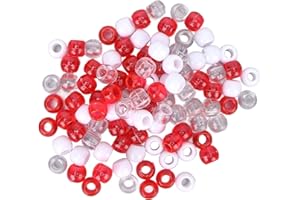 JENNGAOO 100 Pezzi Capelli Dreadlocks Perline, Diversi Colori Capelli Gioielli Polsini Capelli Intrecciare I Capelli Perline per Capelli Barba Decorazione Accessori(Rosso+Bianco+Trasparente)