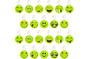 Parastar 22 stycken reflektorer barn, barn, barn, säkerhetsreflektor smiley | Nyckelring barn säkerhet reflektor hänge barn för skolväskor, ryggsäckar, vandring, nattlöpning, cykling