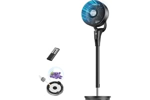 DREO Fan for Bedroom, 2026 Upgraded, 90ft Airflow, 20dB Quiet Fan, 90° Oscillating Standing Fan for Whole Room, DC Motor, 8+H Speeds, 3 Modes, 38-42'' Adjustable Height, 8H Timer, 105° Manual Vertical