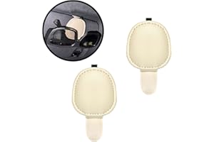 WANDERGO Soporte para Gafas de Coche Universal, 2Piezas Ticket Tarjetas para Gafas de Sol, Portagafas Magnético para Coche de Cuero PU, Clip Gafas para Todos los Modelos de Coches, Beige