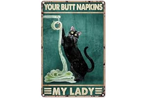 GOOMIX Impressions d'art drôles de chat noir avec inscription « My Lady » - Décoration murale vintage en métal pour la maison, la salle de bain, le café, le garage, la grotte - 20,3 x 30,5 cm