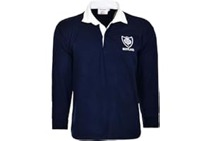 H M FASHION Scotland Rugby Shirt Long Sleeved Jersey with Collars Classic Retro Top 6 Nations