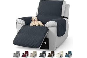 CHELZEN Latest Water Repellent Recliner Slipcovers Non-Slip Recliner Chair Covers with Pockets Furniture Protector for Recliner Chair with Elastic Straps (Dark Gray, Recliner)