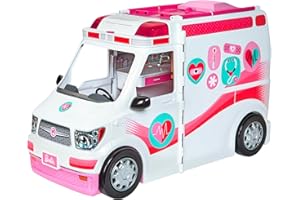 Barbie - La Clinica di Primo Soccorso di Barbie, playset con veicolo ambulanza che si trasforma in ambulatorio, 20+ accessori medici inclusi, giocattolo per bambini, 3+ anni, FRM19