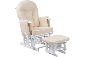 KIDZMOTION Sereno Nursing Glider maternity rocking chair with glide lock and footstool … (White)