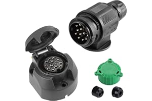 SPARKMOTO Enchufe de Remolque 13 Pines y Zócalo de Remolque 13 Pines, 12V Impermeable Enchufes de Remolque 13 Pines Hembra Macho para Camión Caravana portabicicletas,Cumple con ISO11446(clásico)