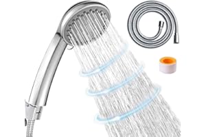 Shower Head,CUCM High Pressure 4 Spray Settings with Hose Adjustable Massage Spa Hand Held Showerhead with 1.5M Hose,Chrome