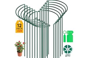 GICARE 12 Pièces 25x60cm Grands Tuteurs pour Plantes, Support Plante Semi-Circulaire, Tuteur Pivoine, Tuteur Plante Interieur, Anneau de Support de Plante pour Hortensias, Pivoines, Plantes Vivace, Légume