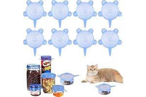 RUNEAY Dosendeckel Katzenfutter 8 Stück, Dosendeckel für Tierfutter, Silikondeckel für Katzenfutter Dehnbar Silikon Deckel ø 6,5 cm-ø 8,5 cm, Deckel für Dosen Katzenfutter 85g/200g/400g