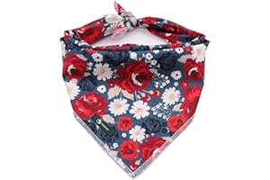 DOGWONG DGOWONG Hundehalstuch, Baumwolle Rote Blume Badana Hund Hunde Dreieck Lätzchen Halstuch Hunde halstüche für Kleine, Mittelgroße und Große Hunde