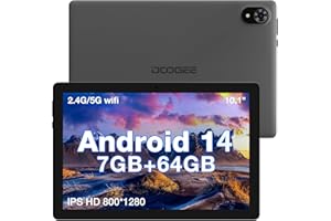 DOOGEE U9 Tablette 10.1 Pouces Android 14, Tablette Tactile 7Go RAM + 64Go ROM 5060 mAh WiFi 6 1280×800, Widevine L1/Bluetooth 5.0/OTG/Type C/G-Sensor, Gris