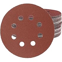 Schuurpapier 125mm Klittenband schuurschijven Gemengde korrel 120, 8 gaten, voor excentrische schuurmachines (100st