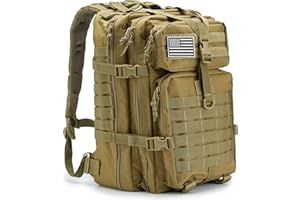 QT&QY Sac à dos tactique militaire 45L pour hommes, camping, randonnée, trekking, sac à dos de survie MOLLE, sac d'assaut 3 jours