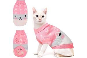 Pullover für Katze, CIYIN Katze Pullover, Strickpullover für Katzen, Sweater für Katzen, Katzen Kleidung Winter, Katzen Kleidung Süß, Warmer Pullover für Katzen Haustier (Rosa-M)
