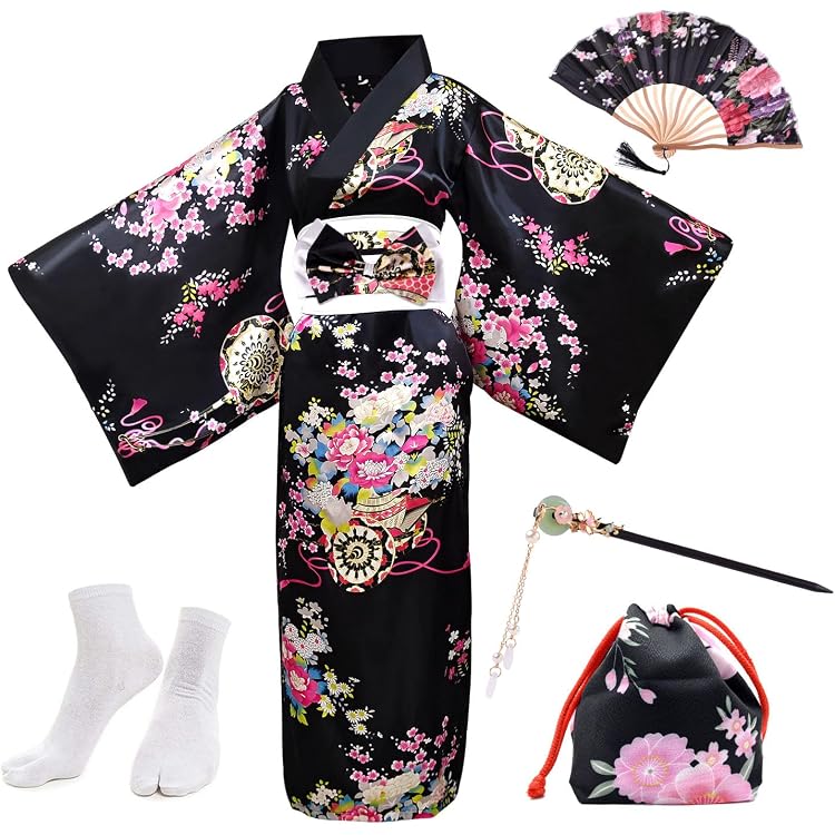 Kimono Japonais Homme Black Sugar - Yukata Traditionnel Coton Noir