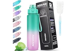 AOHAN Butelka sportowa z sitkiem na napoje 1 l, tritan, bez BPA, do napojów gazowanych, szczelna, ze skalą pojemności, do uprawiania sportu, szkoły, biura, na zewnątrz, siłownię i rower