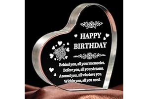 ELEQUAINT Birthday Gifts for Women Men Engraved Acrylic Plaque, Happy Birthday Gifts Ideas for Ladies Male Female Friends