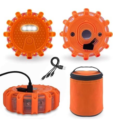 Rechargeable USB C Gyrophare Balise De Signalisation Lumineuse LED avec 9 modes Lampe d'Avertissement Clignotant Eclairage d'urgence Voiture,Type C chargeur clignotant lumière d'avertissement (4