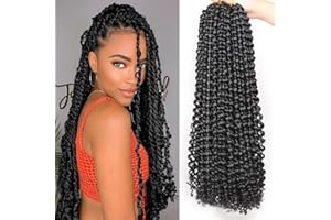 Xtrend 24 Inch Black Passion Twist Hair - 7 Packs, 18 Strands/Pack Water Wave Bohemian Crochet Braids for Butterfly Locs - Long Passion Twist Synthetic Braiding Hair Extensions 1B#
