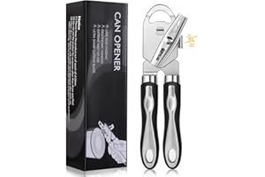 Brencco 3-in-1 Can Openers That Work, Heavy Duty Tin Opener for Arthritis Hands with Non-Slip Handle, Comfortable Grip for Work，Kitchen(Black)